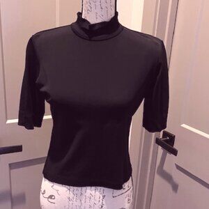 Ann Taylor Mock Turtleneck Short Sleeve Top w/ Back Zipper - SMALL